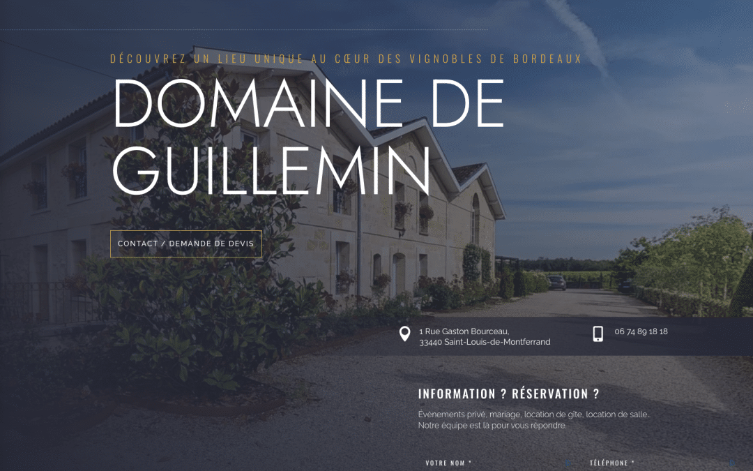 Création de site internet pour Domaine de Guillemin à Saint-Louis-de-Montferrand