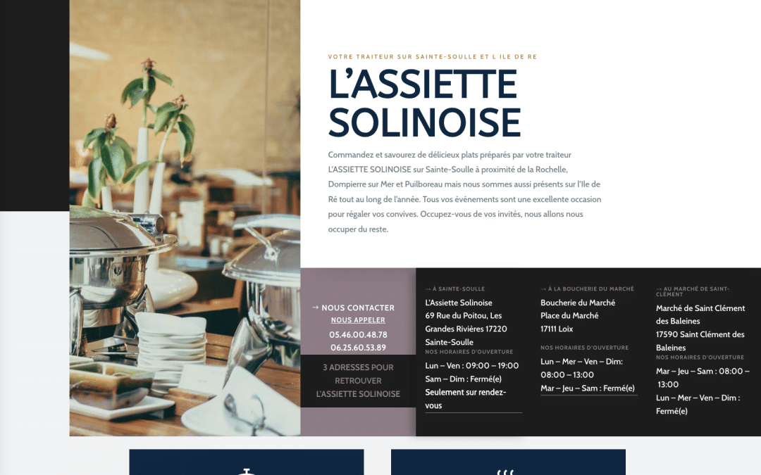 Création de site internet pour L’assiette Solinoise à Sainte-Soulle
