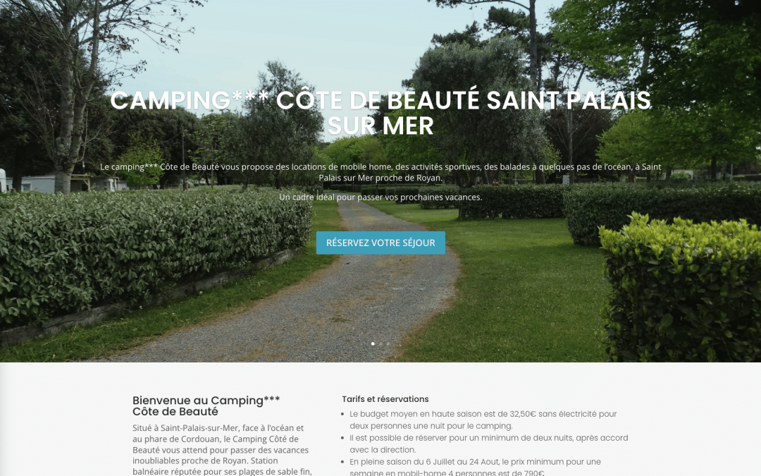 Création de site internet pour Camping de la Côte de Beauté à Saint-Palais-sur-Mer