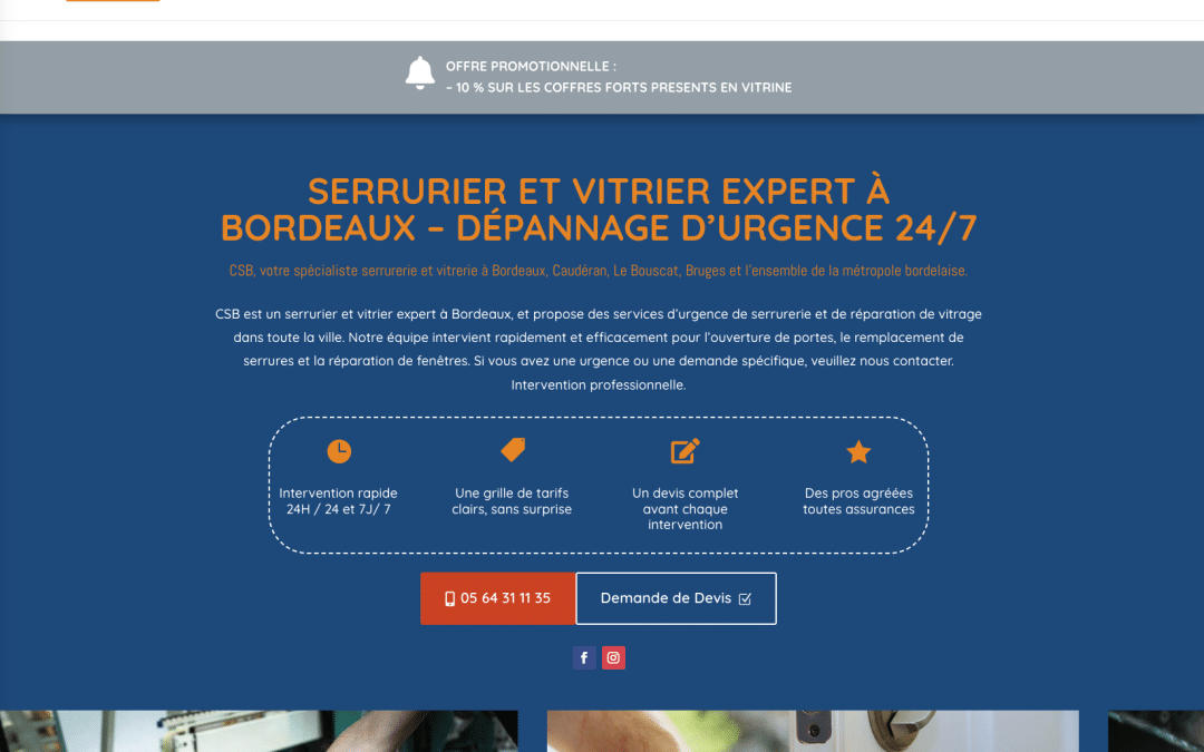 Création de site internet pour CSB Picard Serrures au Bouscat