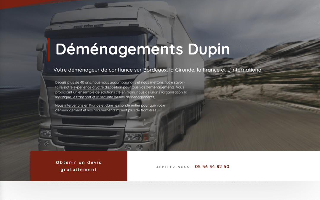 Création de site internet pour Déménagements Dupin à Mérignac