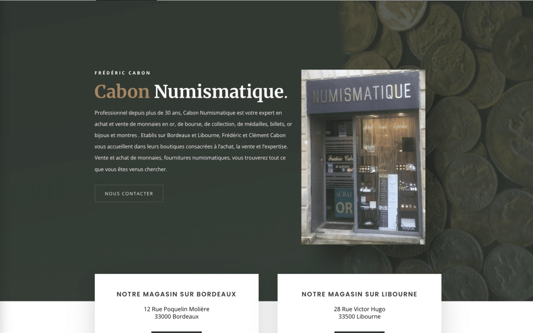 Création de site internet pour Cabon Numismatique à Bordeaux, Libourne