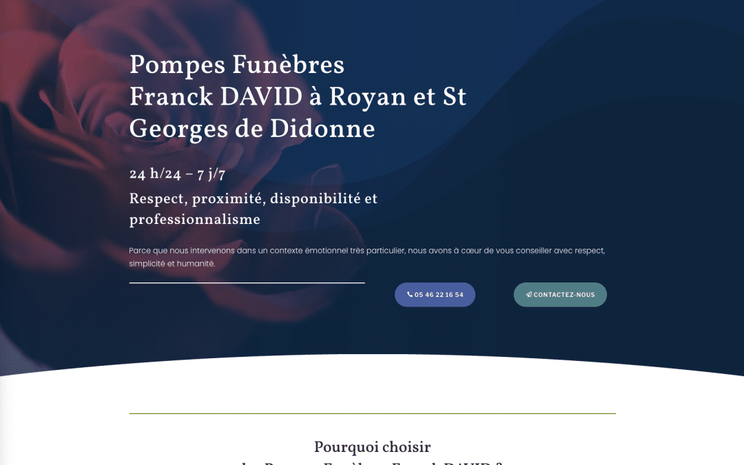 Création de site internet pour Pompes Funèbres Franck David à Royan