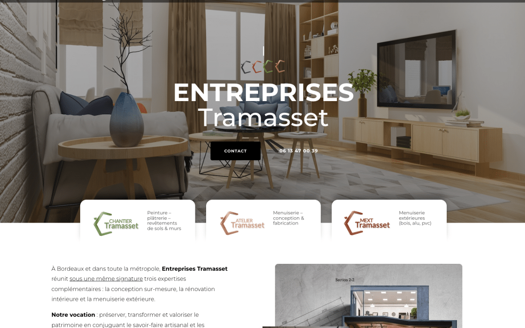 Réalisation web et communication pour Entreprises Tramasset à Bruges