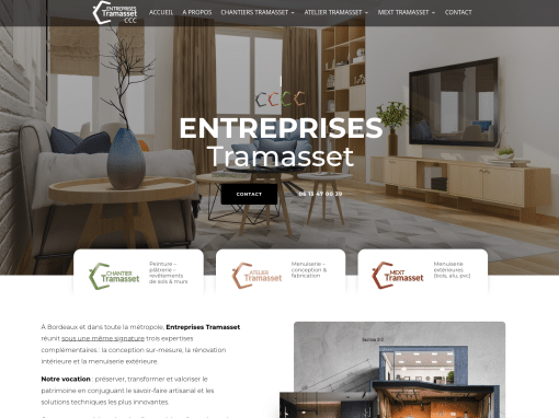 Réalisation web et communication pour Entreprises Tramasset à Bruges