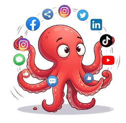 Mascotte Poulpemedia réseaux sociaux